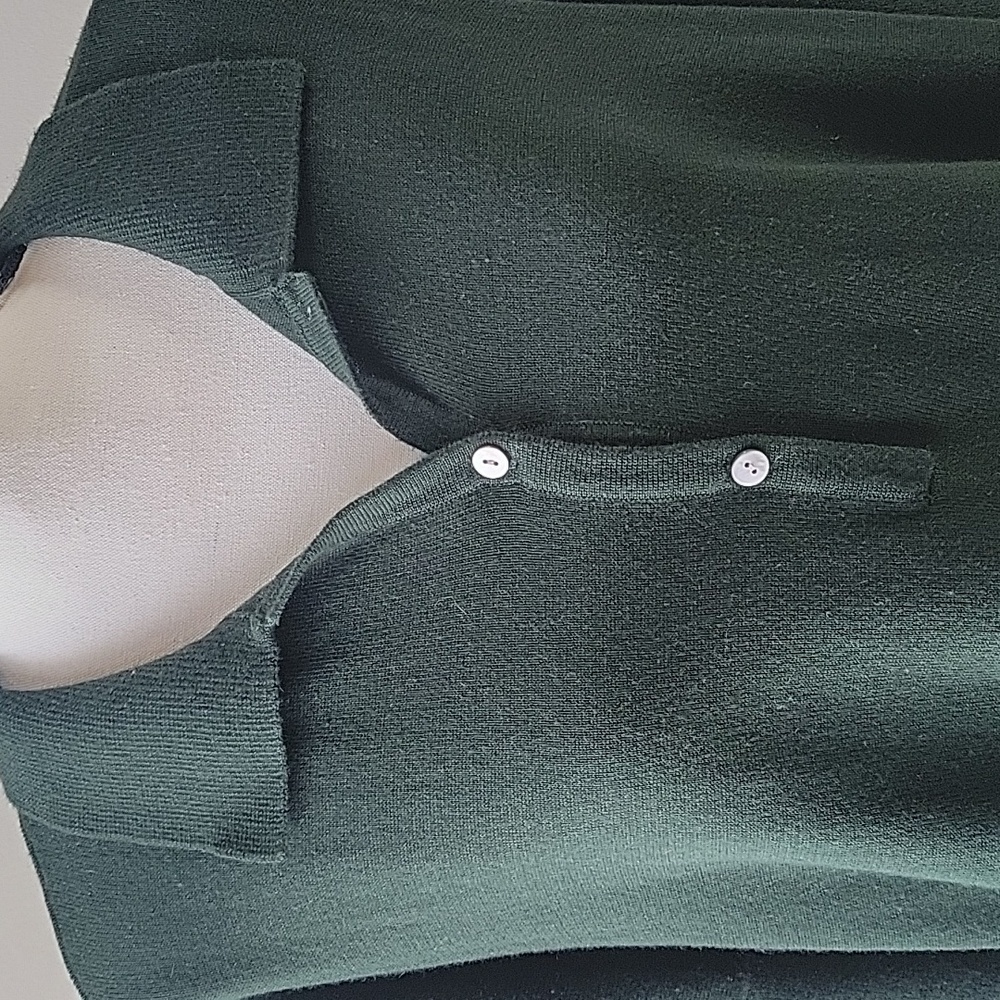 Tuckernuck Dark Green Clayton Knit Polo 3/4 Sleeves‎ Linen Women Sz M/L - Picture 10 of 16